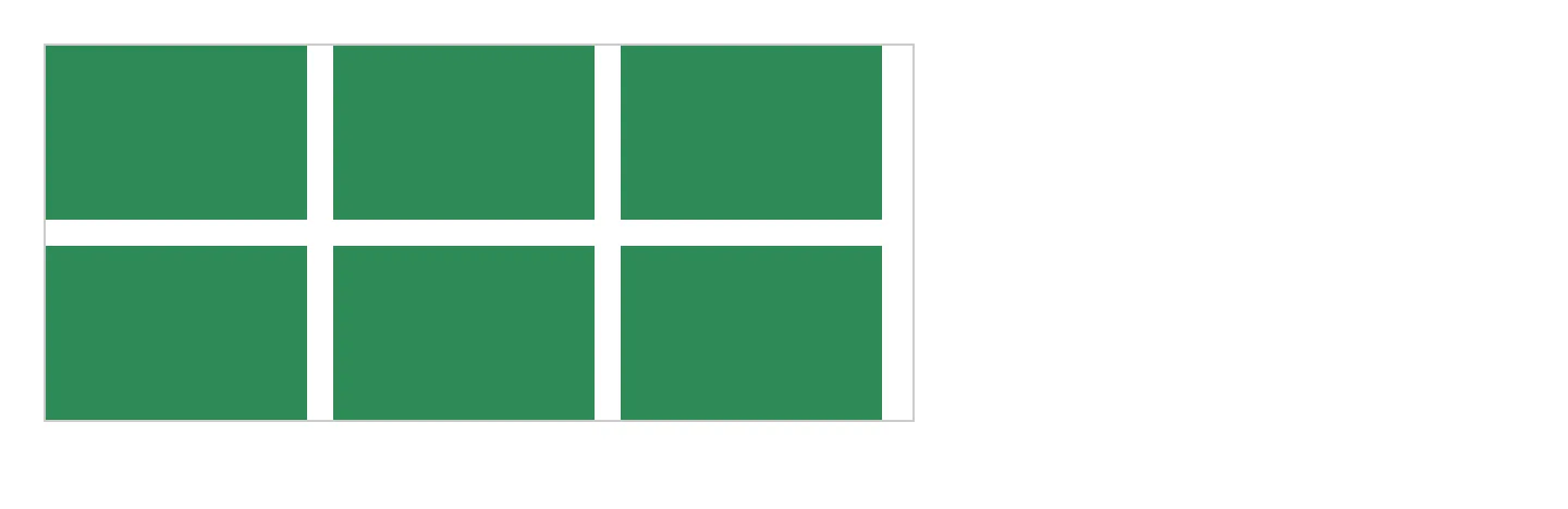 Six green tiles wrapping onto two rows with equal 12px gaps inside a 400px flex container