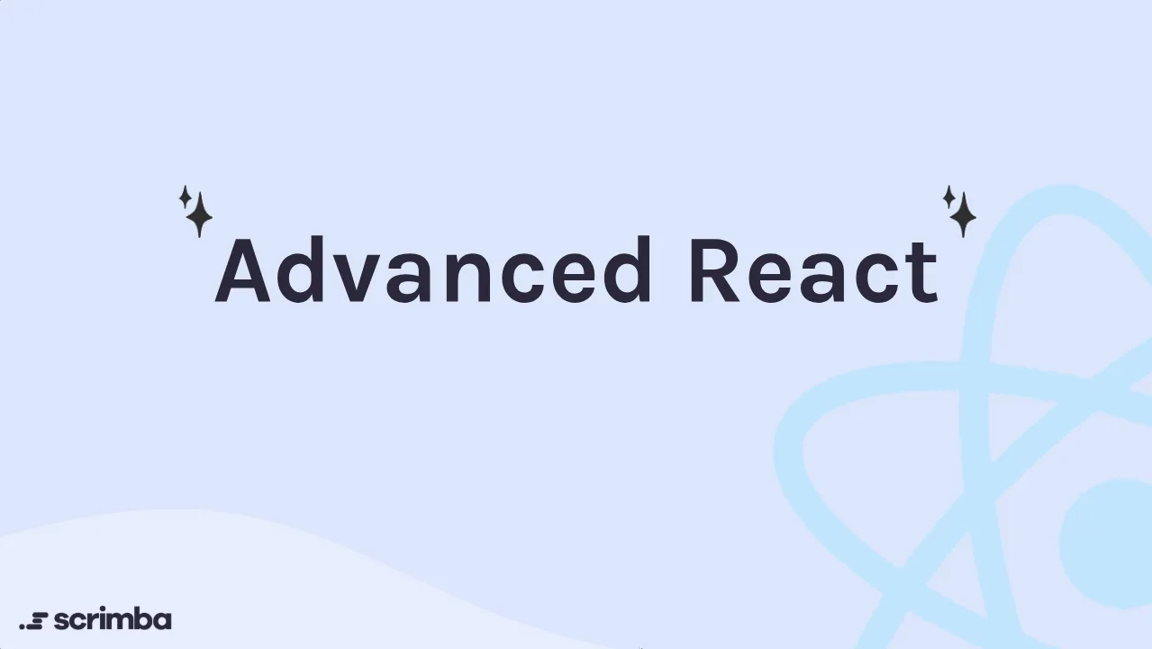 Advanced React opening card on a pale blue slide with the React logo