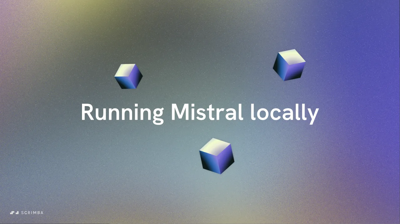 Title card for the Running Mistral locally scrim in Scrimba's Intro to Mistral AI course