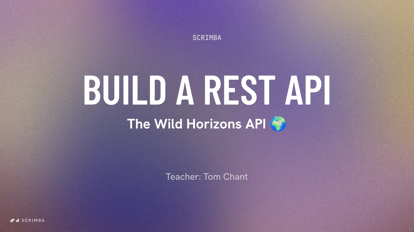 Card for the first Learn Node.js project, a REST API called The Wild Horizons API
