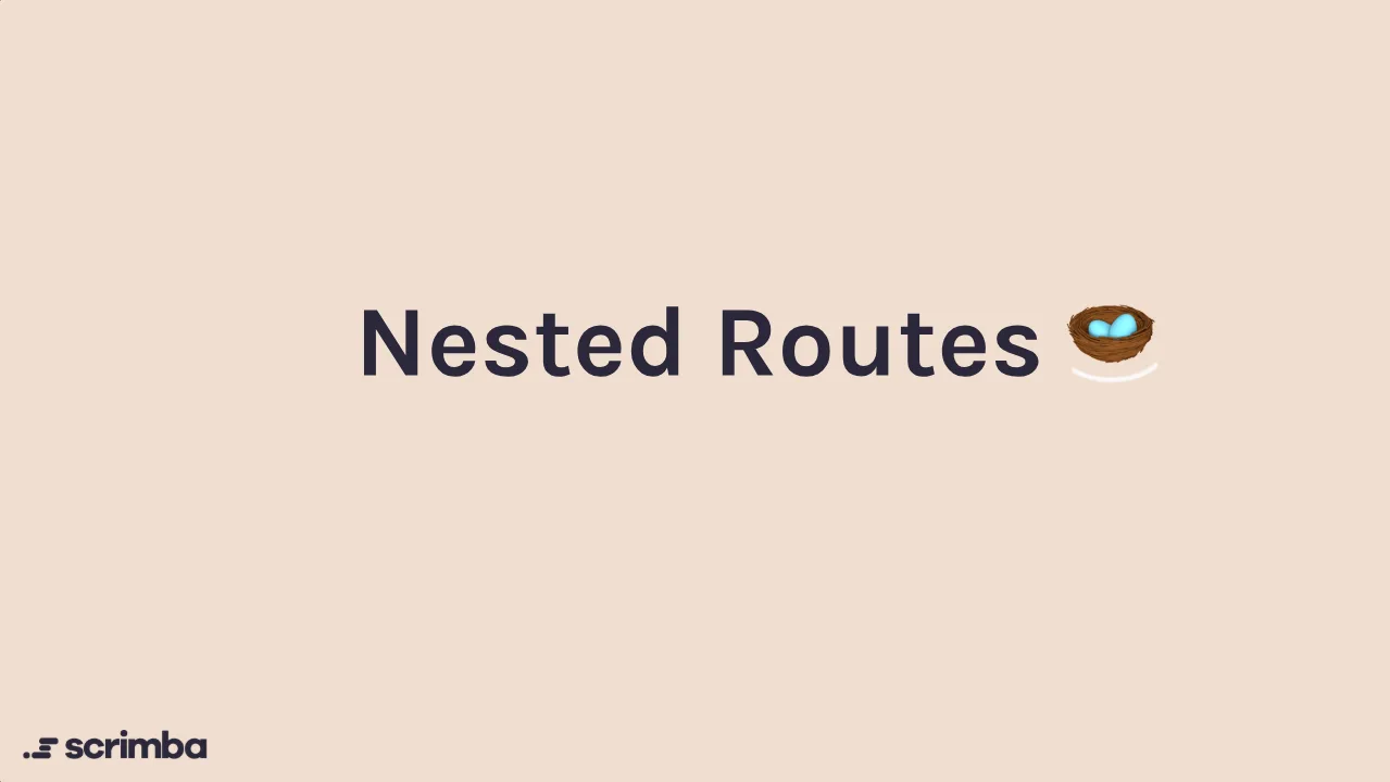 Learn React Router module 2 card, Nested Routes, with a bird's nest drawing