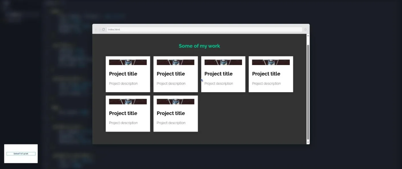 Learn Responsive Web Design, auto-fit and auto-fill lesson: browser preview showing a grid of project cards reflowing into columns.