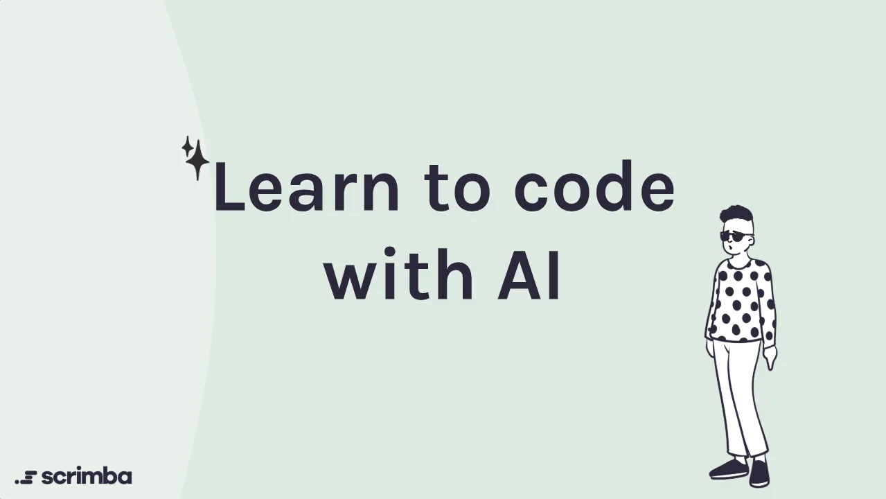 Module 1 title card of Scrimba's free Learn to Code with AI course, the entry point of the AI track