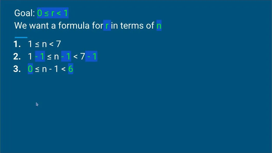 Practical Math for Frontend Developers, dice roll formula lesson: a slide walks through the algebra behind rolling a die.